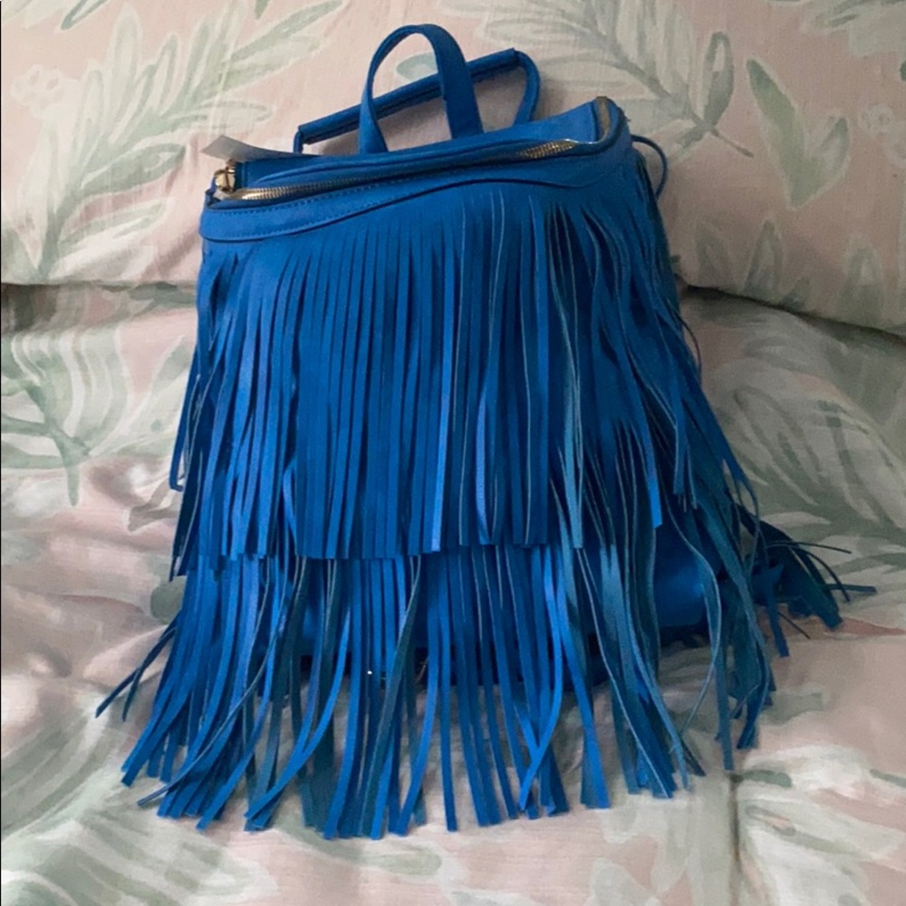Blue Fringe Bag